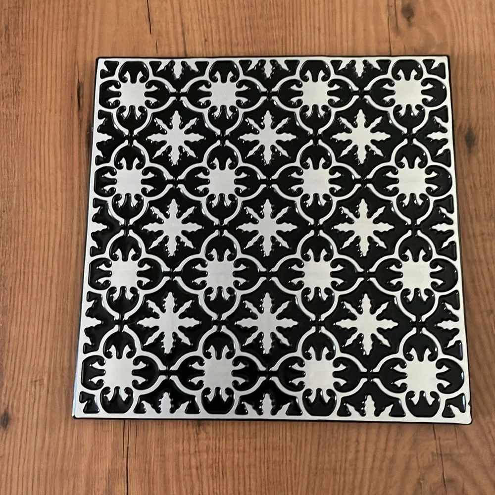 Set of Three Black and Silver Decorative Wall Tiles - Picture 2 of 6